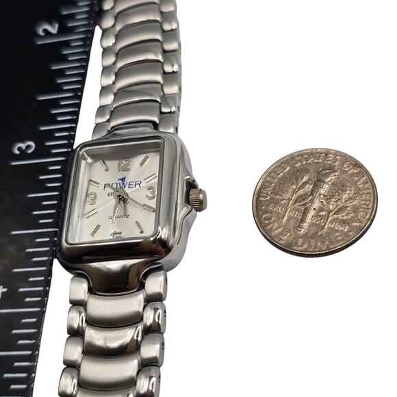 Power 1 Quartz Women Watch Square Shaped Silver Tone Stainless Steel Japan Move - Picture 6 of 6